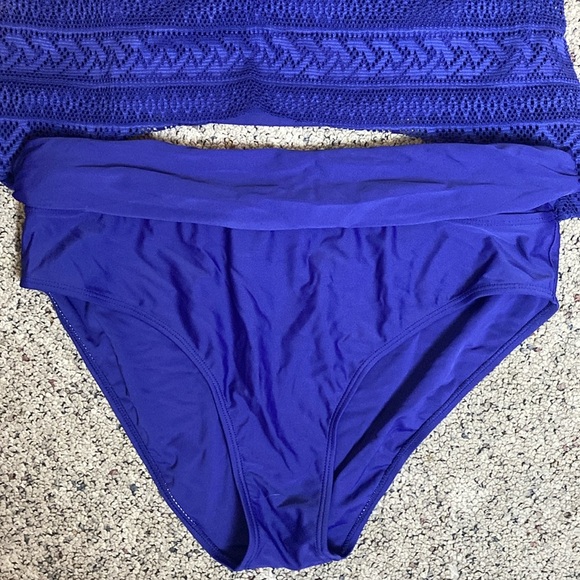 Women’s Tankini Swimsuit 2 Pc Blue Adjustable Straps Sz L NWOT - Picture 6 of 7